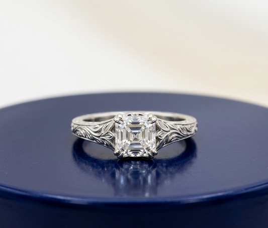 ASSCHER DIAMOND VINTAGE WEDDING RING