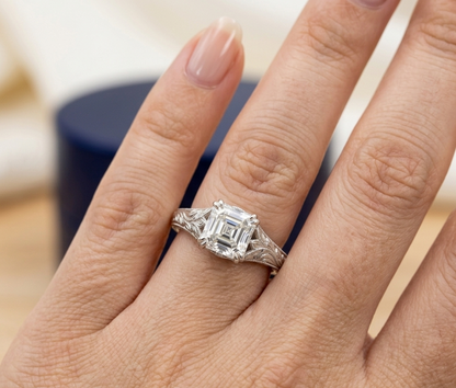 ASSCHER DIAMOND VINTAGE WEDDING RING