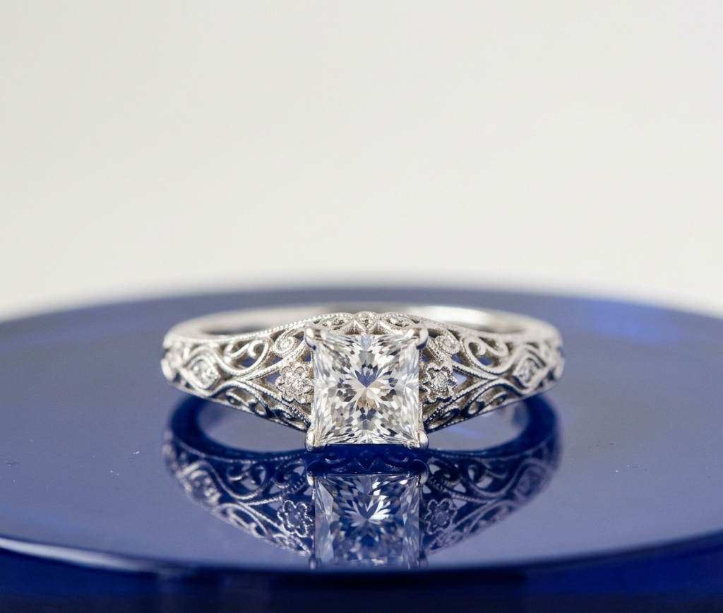 VINTAGE PRINCESS DIAMOND ENGAGEMENT RING