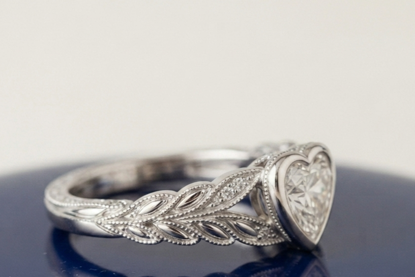 VINTAGE HEART DIAMOND ENGAGEMENT RING