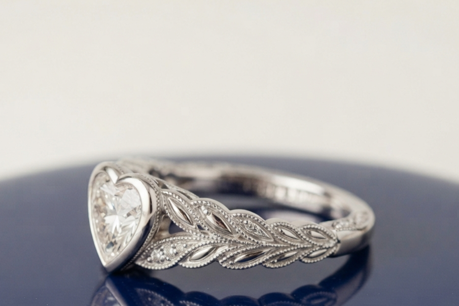 VINTAGE HEART DIAMOND ENGAGEMENT RING