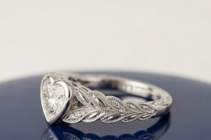 VINTAGE HEART DIAMOND ENGAGEMENT RING