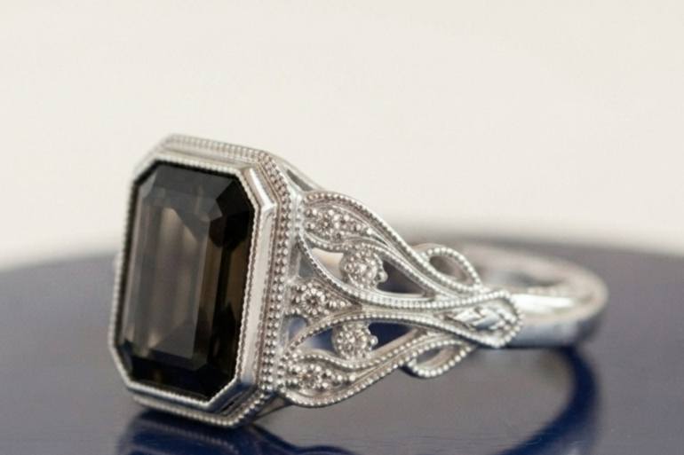 BLACK EMERALD VINTAGE ENGAGEMENT RING
