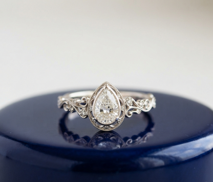 VINTAGE PEAR DIAMOND WEDDING RING