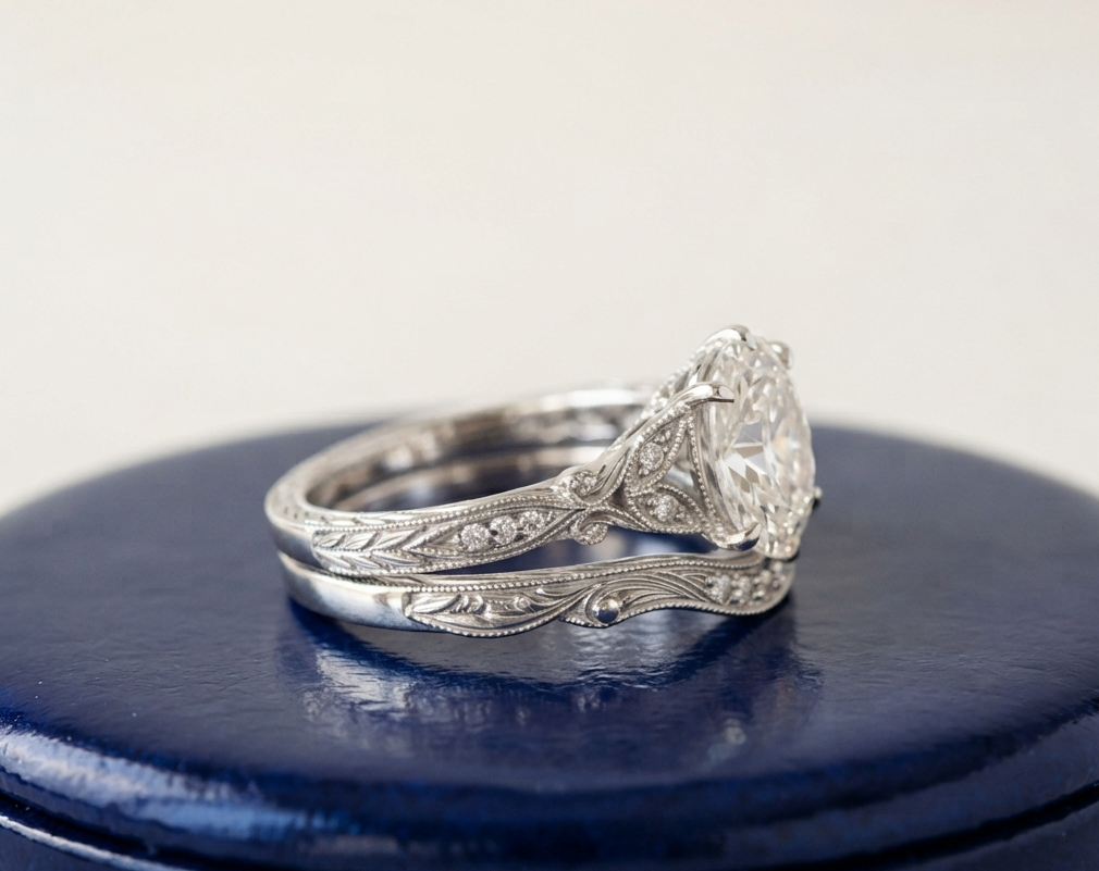 OVAL DIAMOND VINTAGE RING SET