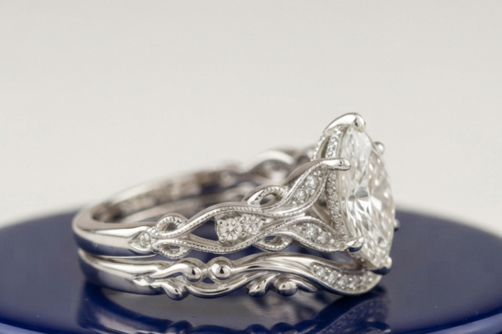 VINTAGE MARQUISE DIAMOND RING SET