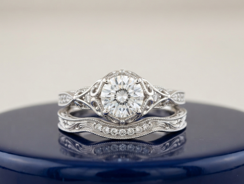 ROUND DIAMOND VINTAGE RING SET