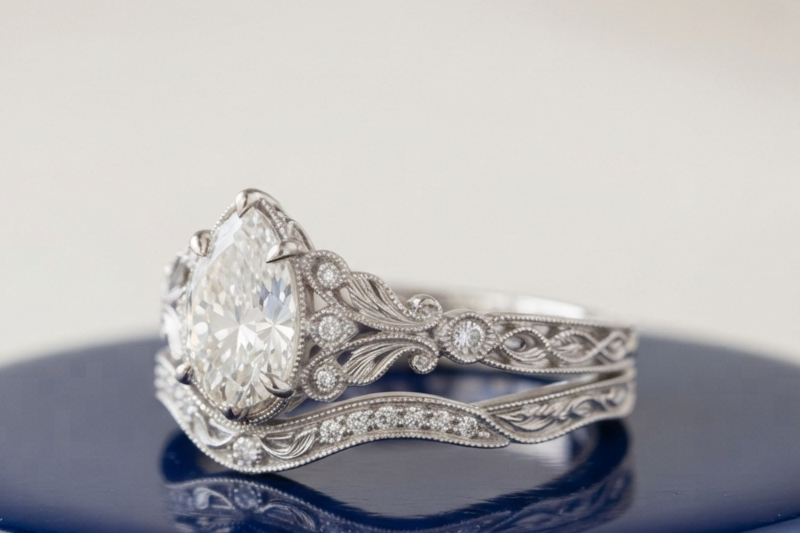 PEAR DIAMOND VINTAGE RING SET
