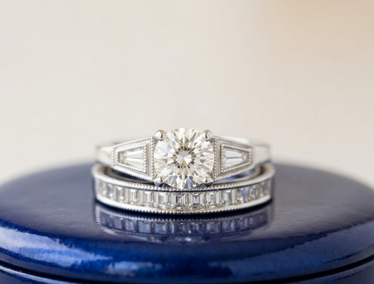VINTAGE ROUND DIAMOND RING SET
