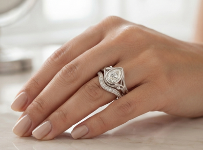 VINTAGE PEAR DIAMOND RING SET