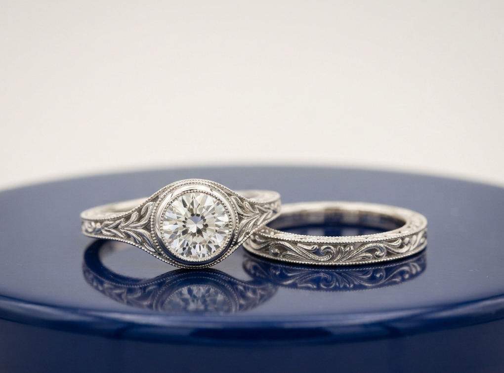 ROUND DIAMOND VINTAGE RING SET
