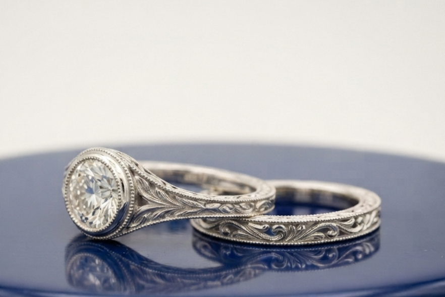ROUND DIAMOND VINTAGE RING SET