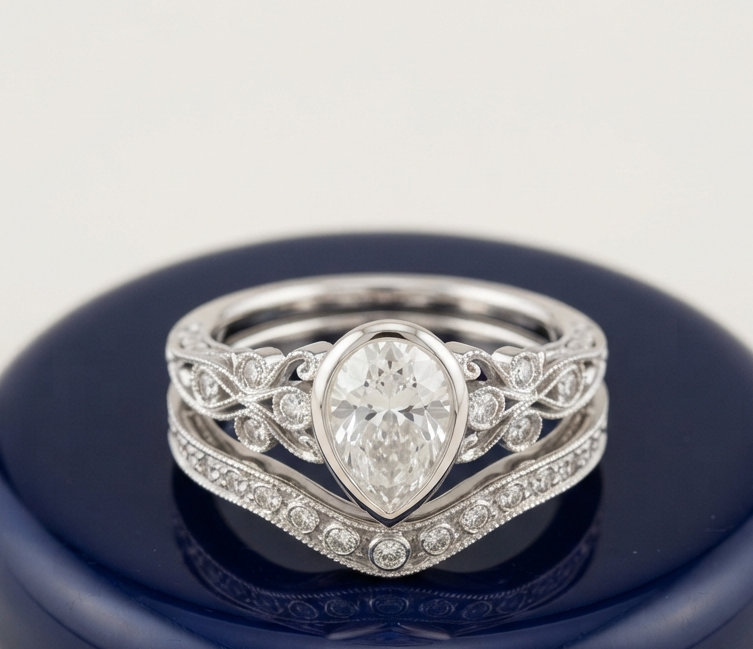 VINTAGE ROUND DIAMOND RING SET