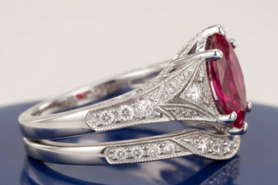 RUBY MARQUISE-CUT VINTAGE RING SET