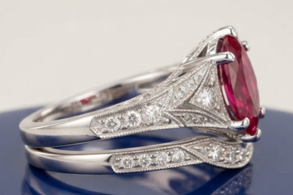 RUBY MARQUISE-CUT VINTAGE RING SET