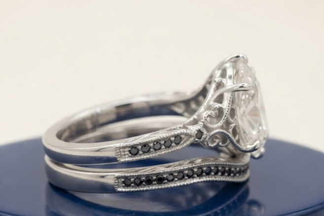 PEAR DIAMOND VINTAGE RING SET