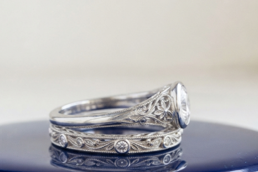 VINTAGE ROUND DIAMOND RING SET