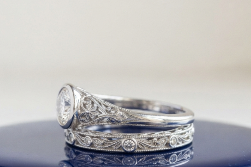 VINTAGE ROUND DIAMOND RING SET