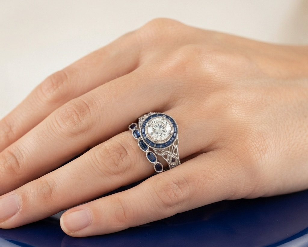 VINTAGE ROUND DIAMOND RING SET