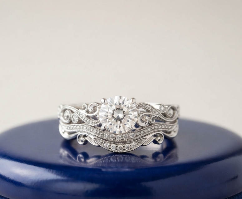 VINTAGE ROUND DIAMOND RING SET