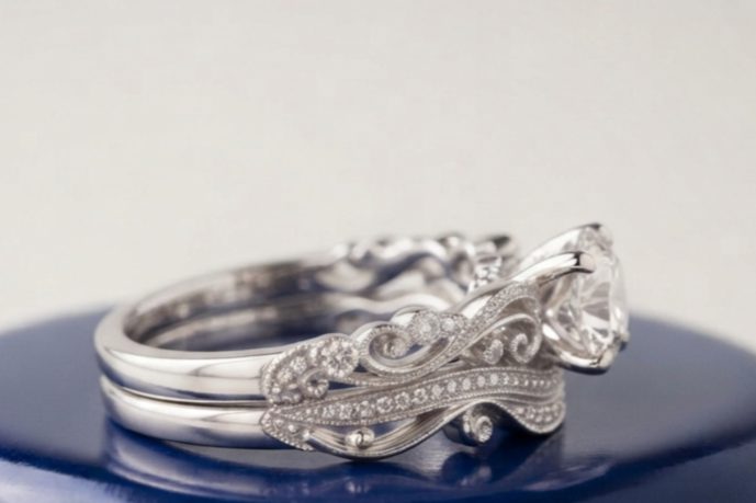 VINTAGE ROUND DIAMOND RING SET