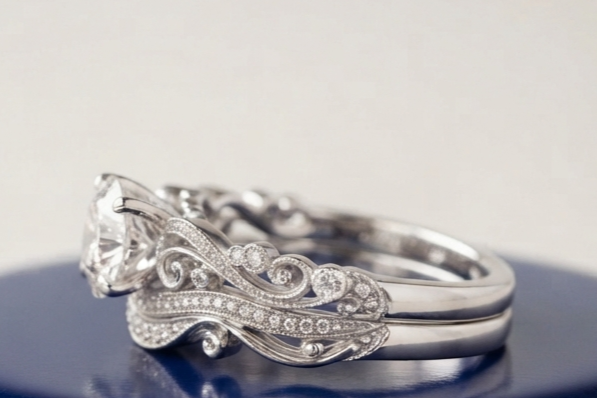 VINTAGE ROUND DIAMOND RING SET
