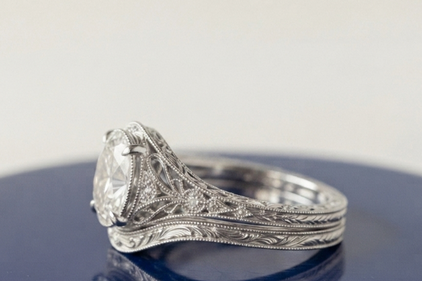 OVAL DIAMOND VINTAGE RING SET
