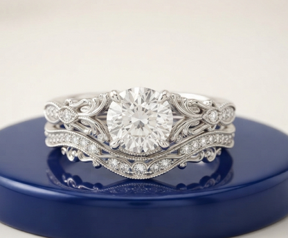 ROUND DIAMOND VINTAGE RING SET