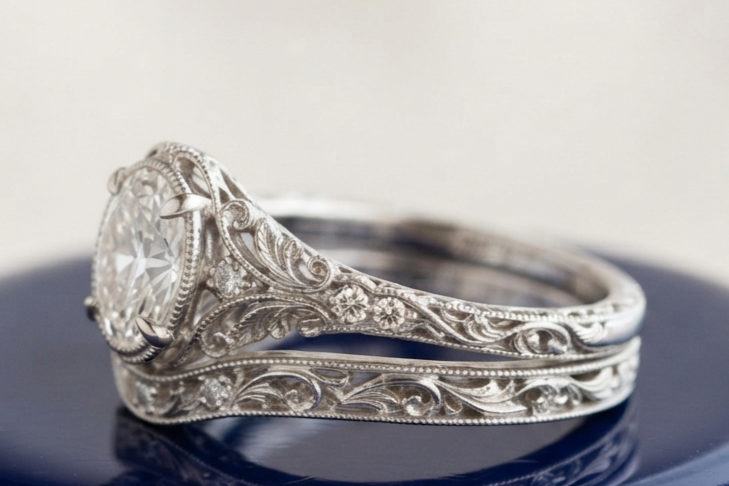OVAL DIAMOND VINTAGE RING SET