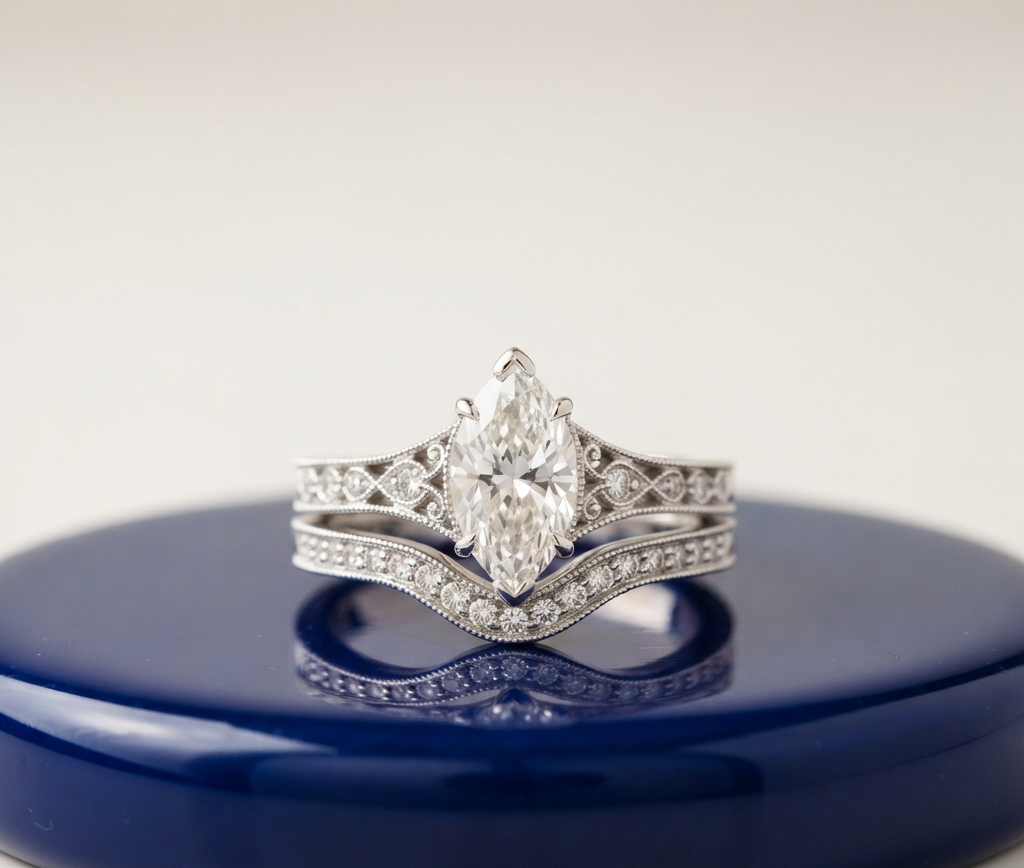 VINTAGE MARQUISE DIAMOND RING SET