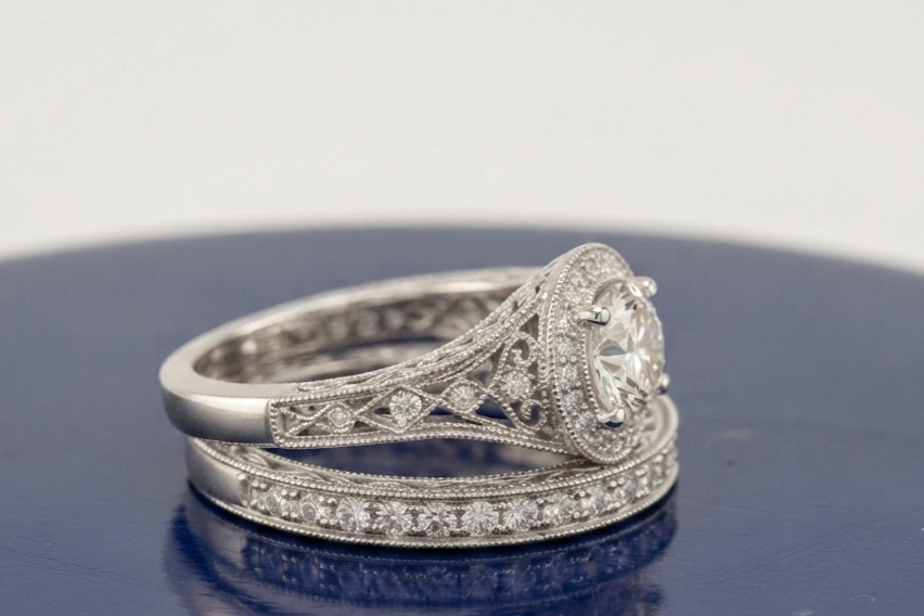 ROUND DIAMOND VINTAGE RING SET