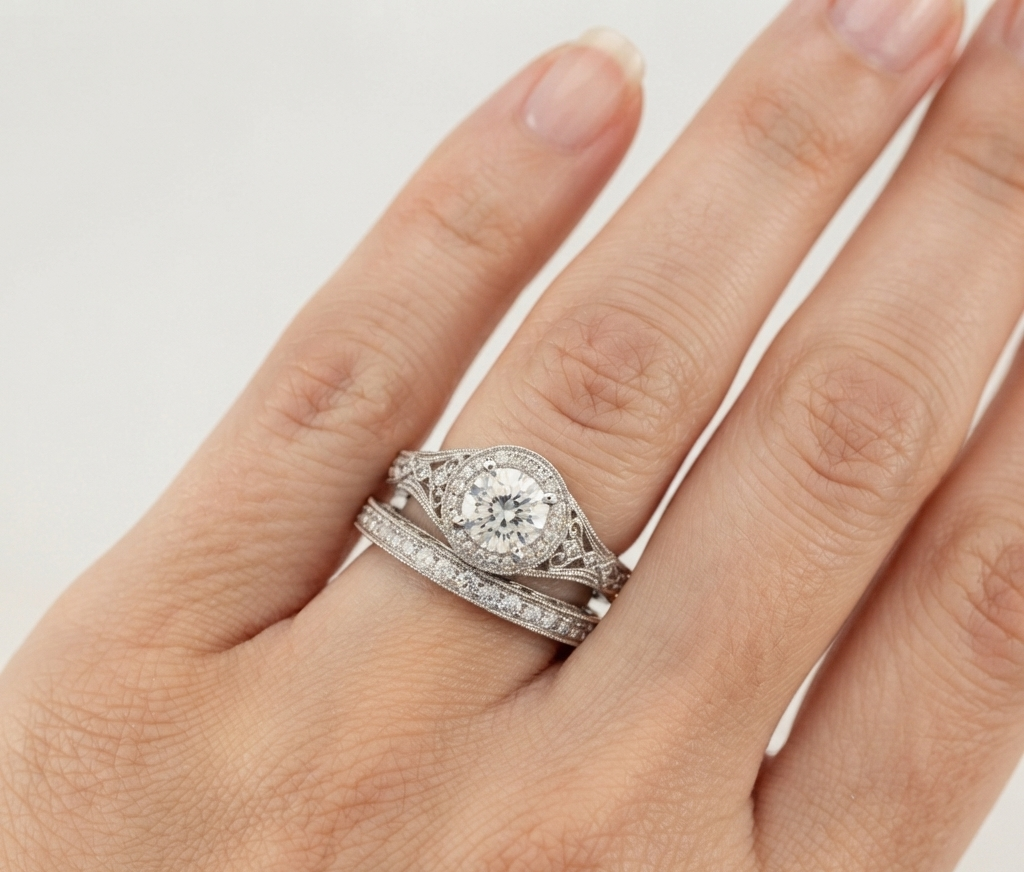 ROUND DIAMOND VINTAGE RING SET