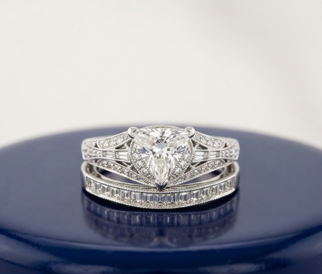 TRILLION DIAMOND VINTAGE RING SET