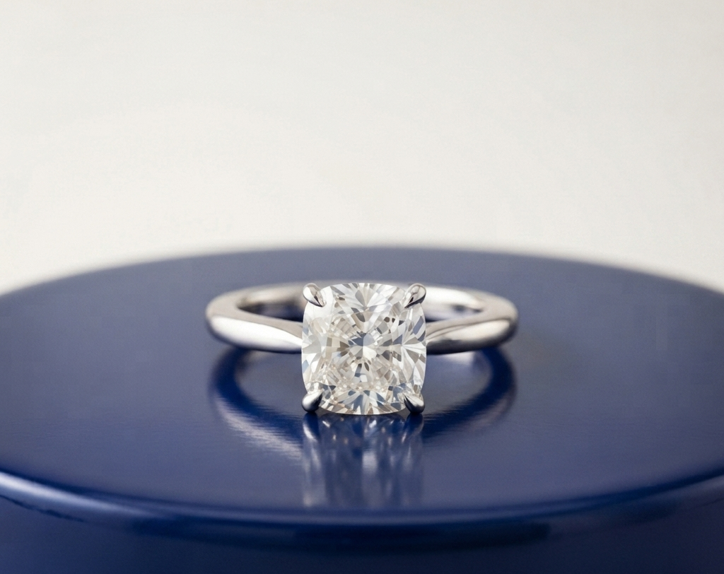 CUSHION SOLITAIRE ENGAGEMENT RING
