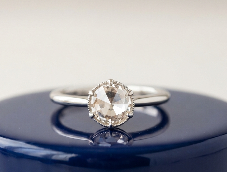 ROUND ROSE SOLITAIRE ENGAGEMENT RING