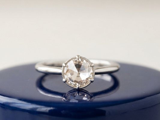ROUND ROSE SOLITAIRE ENGAGEMENT RING