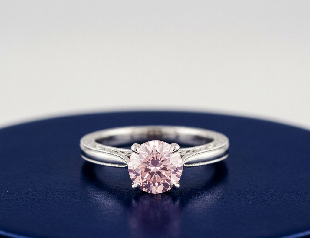 PINK ROUND-CUT SOLITAIRE ENGAGEMENT RING