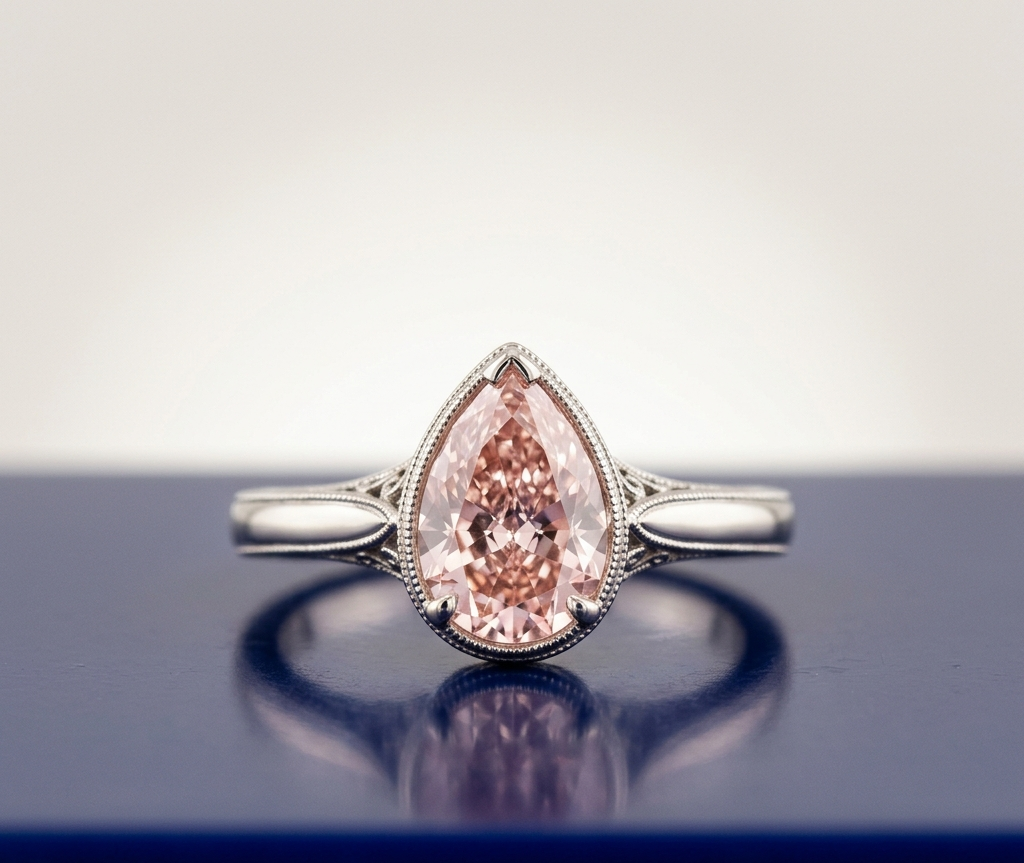 PINK PEAR-CUT SOLITAIRE ENGAGEMENT RING