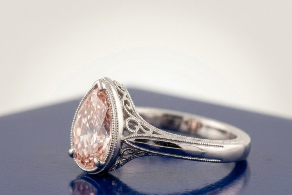 PINK PEAR-CUT SOLITAIRE ENGAGEMENT RING