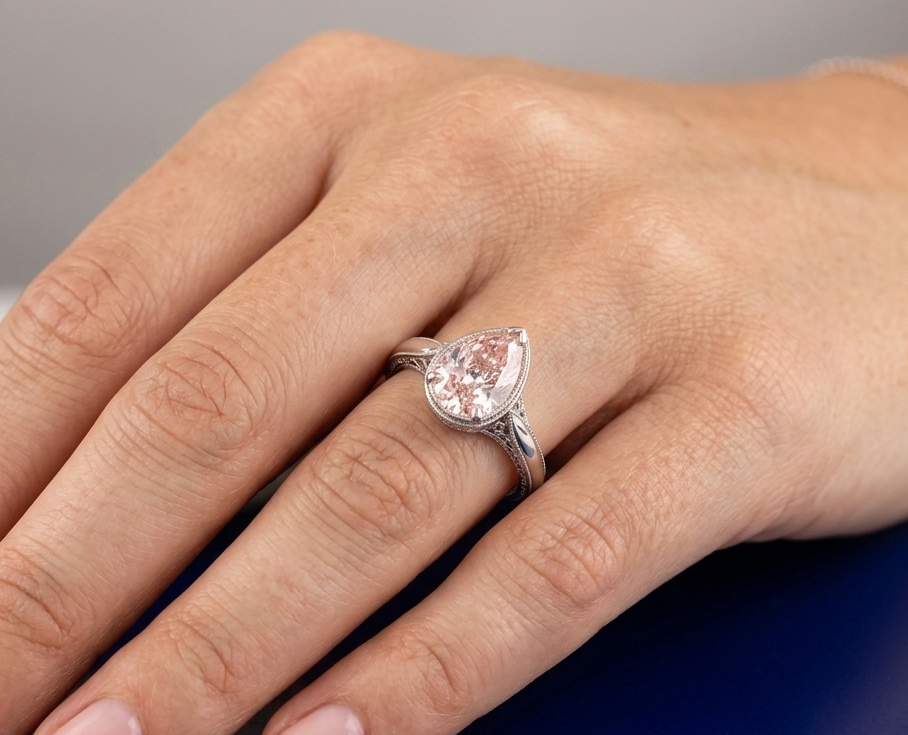 PINK PEAR-CUT SOLITAIRE ENGAGEMENT RING