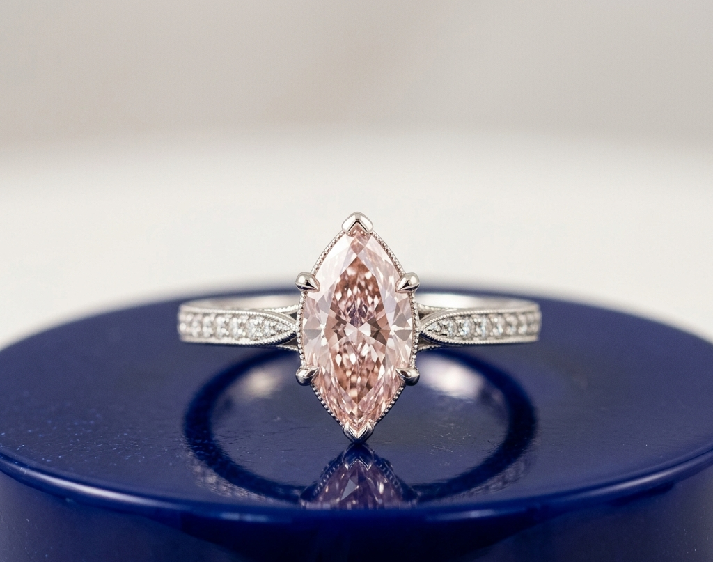 PINK MARQUISE-CUT SOLITAIRE ENGAGEMENT RING