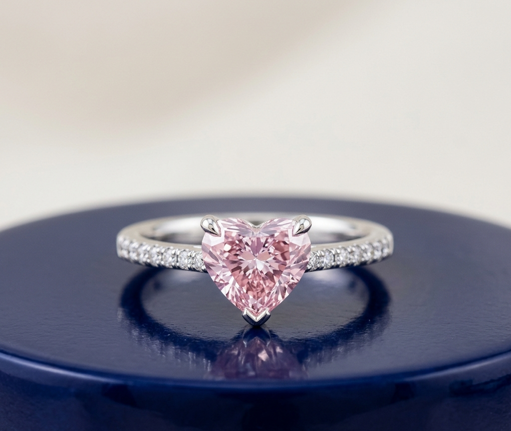 PINK HEART-CUT SOLITAIRE ENGAGEMENT RING