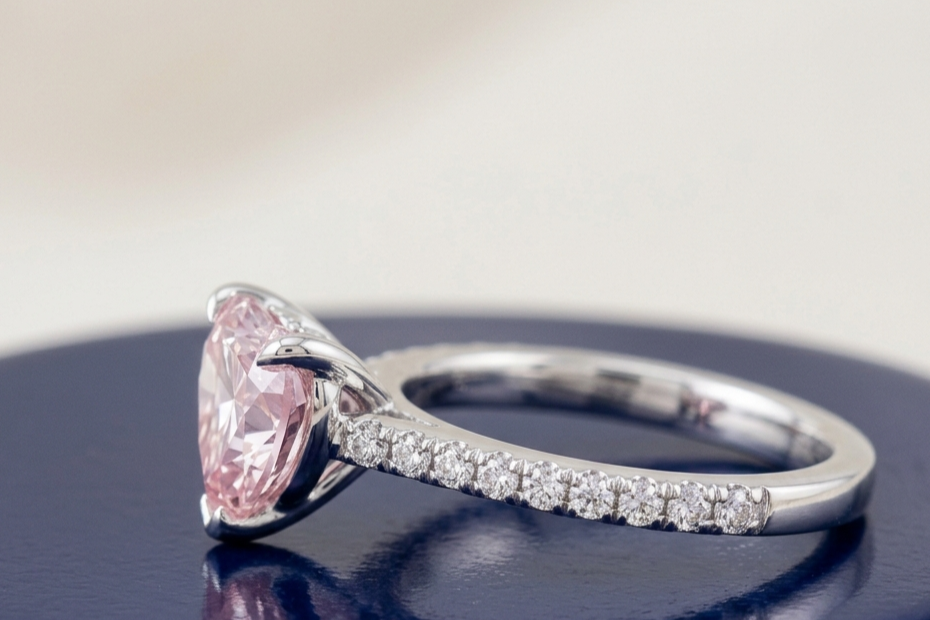PINK HEART-CUT SOLITAIRE ENGAGEMENT RING