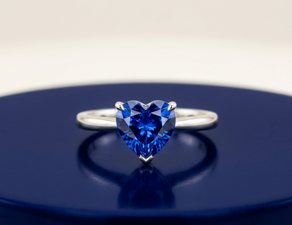 BLUE SAPPHIRE HEART-CUT SOLITAIRE ENGAGEMENT RING