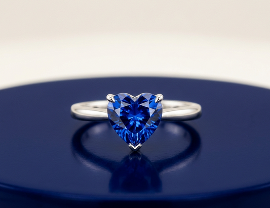 BLUE SAPPHIRE HEART-CUT SOLITAIRE ENGAGEMENT RING