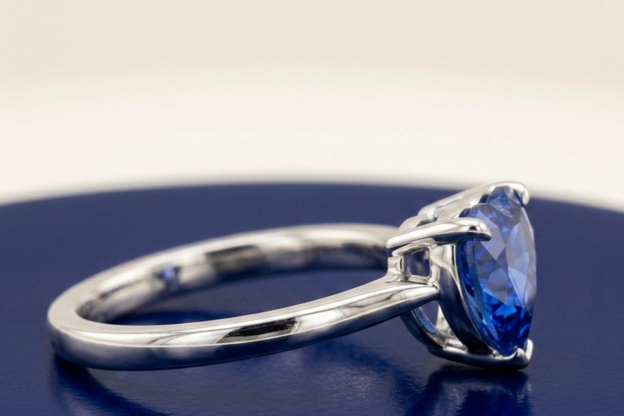 BLUE SAPPHIRE HEART-CUT SOLITAIRE ENGAGEMENT RING