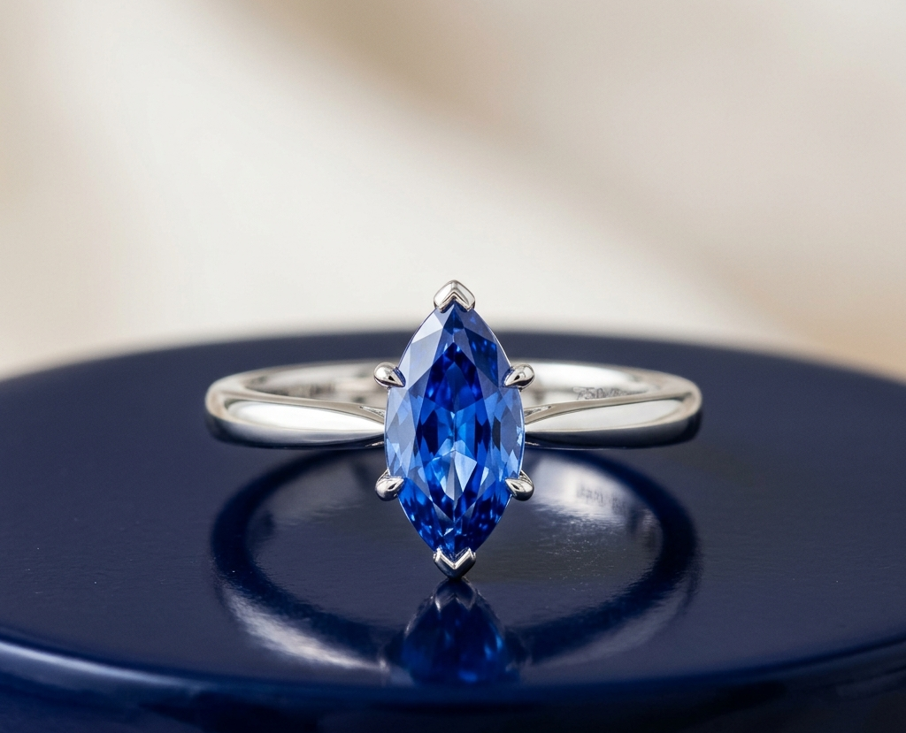 BLUE SAPPHIRE MARQUISE-CUT SOLITAIRE ENGAGEMENT RING
