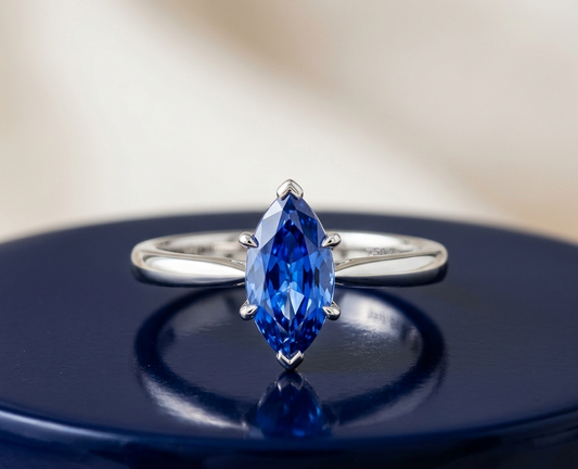 BLUE SAPPHIRE MARQUISE-CUT SOLITAIRE ENGAGEMENT RING