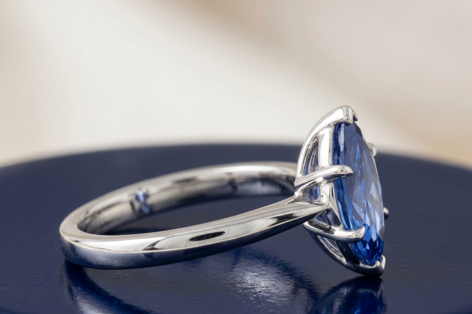 BLUE SAPPHIRE MARQUISE-CUT SOLITAIRE ENGAGEMENT RING