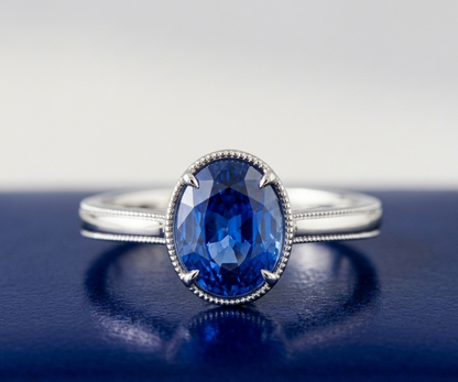 BLUE SAPPHIRE OVAL-CUT SOLITAIRE ENGAGEMENT RING